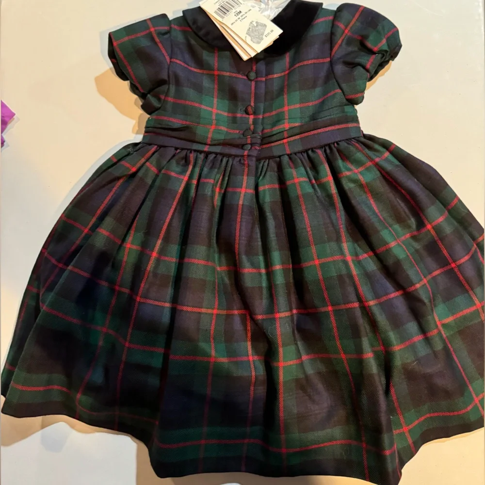 NWT Ralph Lauren Plaid Hand Smocked Wool‎ Dress & Bloomer Special Occasion